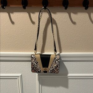 Black and Tan snake Print Crossbody Bag